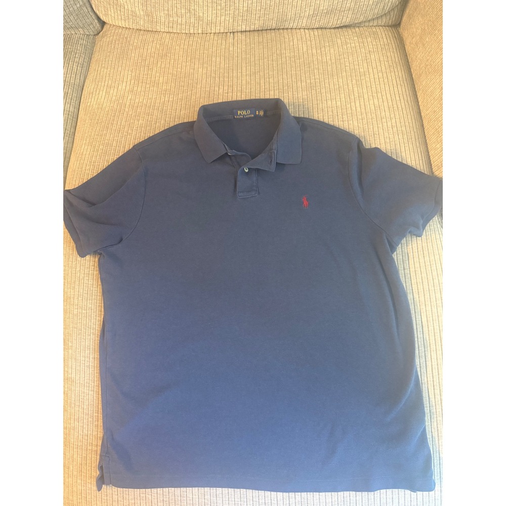 Polo Ralph Lauren Mens XL Navy Blue Short Sleeve Cotton Polo Shirt Red Pony Logo